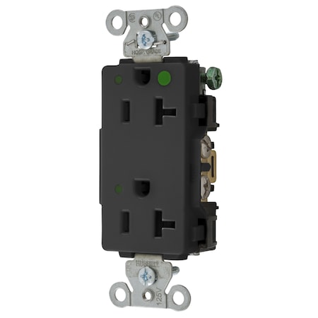 Hubbell Wiring Device-Kellems Straight Blade Receptacle, 5-20R, 20 A, 125V AC, 2 Pole, 3 Wire, Flush Mount, Grounded 2182BKL